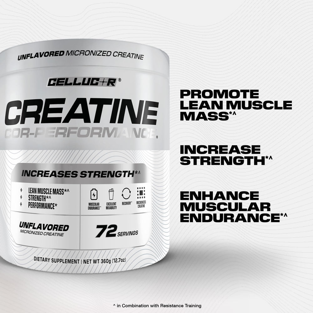 Cellucor Cor-Performance Creatine Monohydrate serving scoop demonstrates a 5 g dose