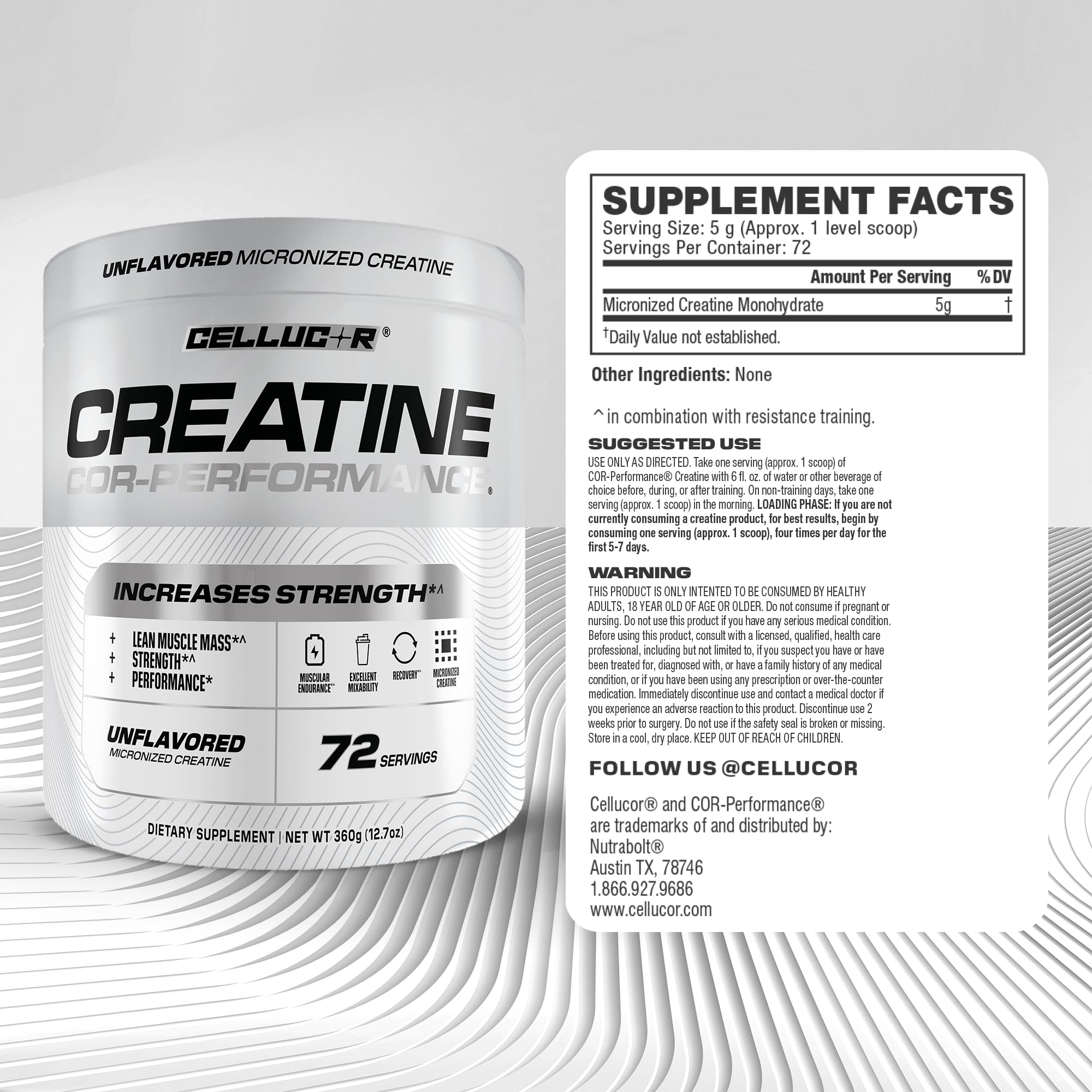 Cellucor Cor-Performance Creatine Monohydrate in a shaker dissolves easily for stacking