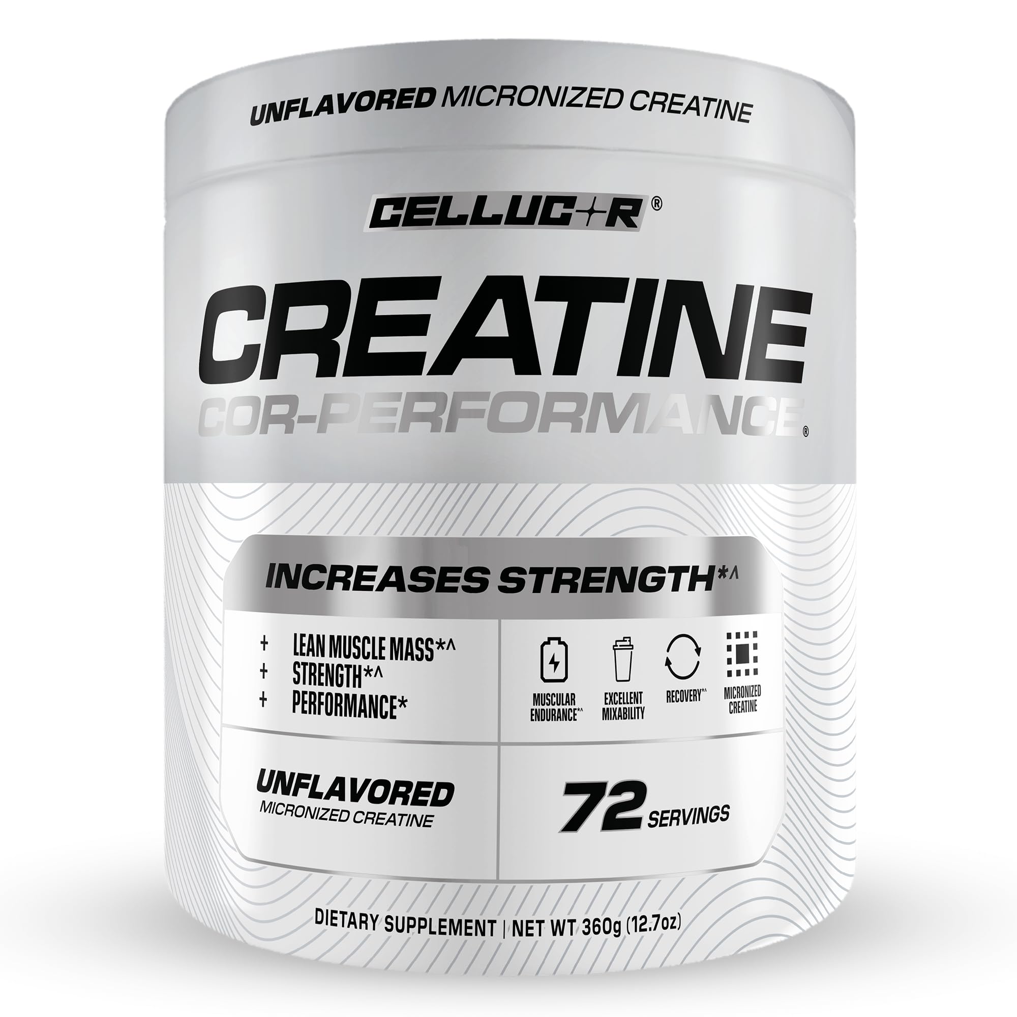 Cellucor Cor-Performance Creatine Monohydrate tub front supports strength and recovery