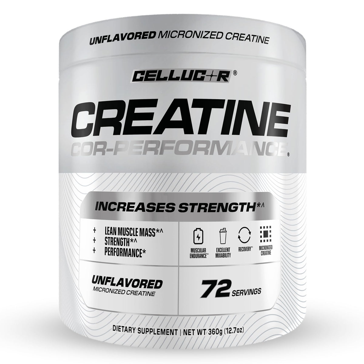 Cellucor Cor-Performance Creatine Monohydrate tub front supports strength and recovery