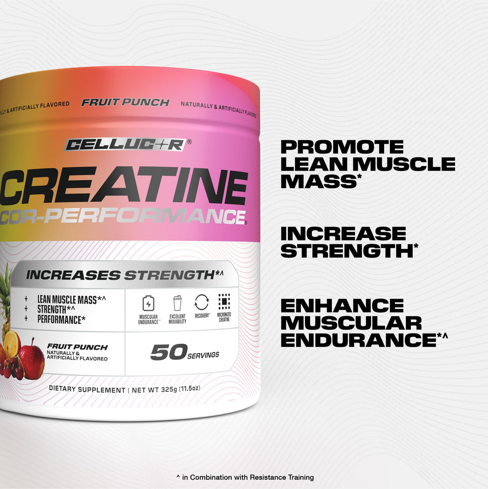 Cellucor Creatine Powder Fruit Punch scoop ready to measure daily serving
