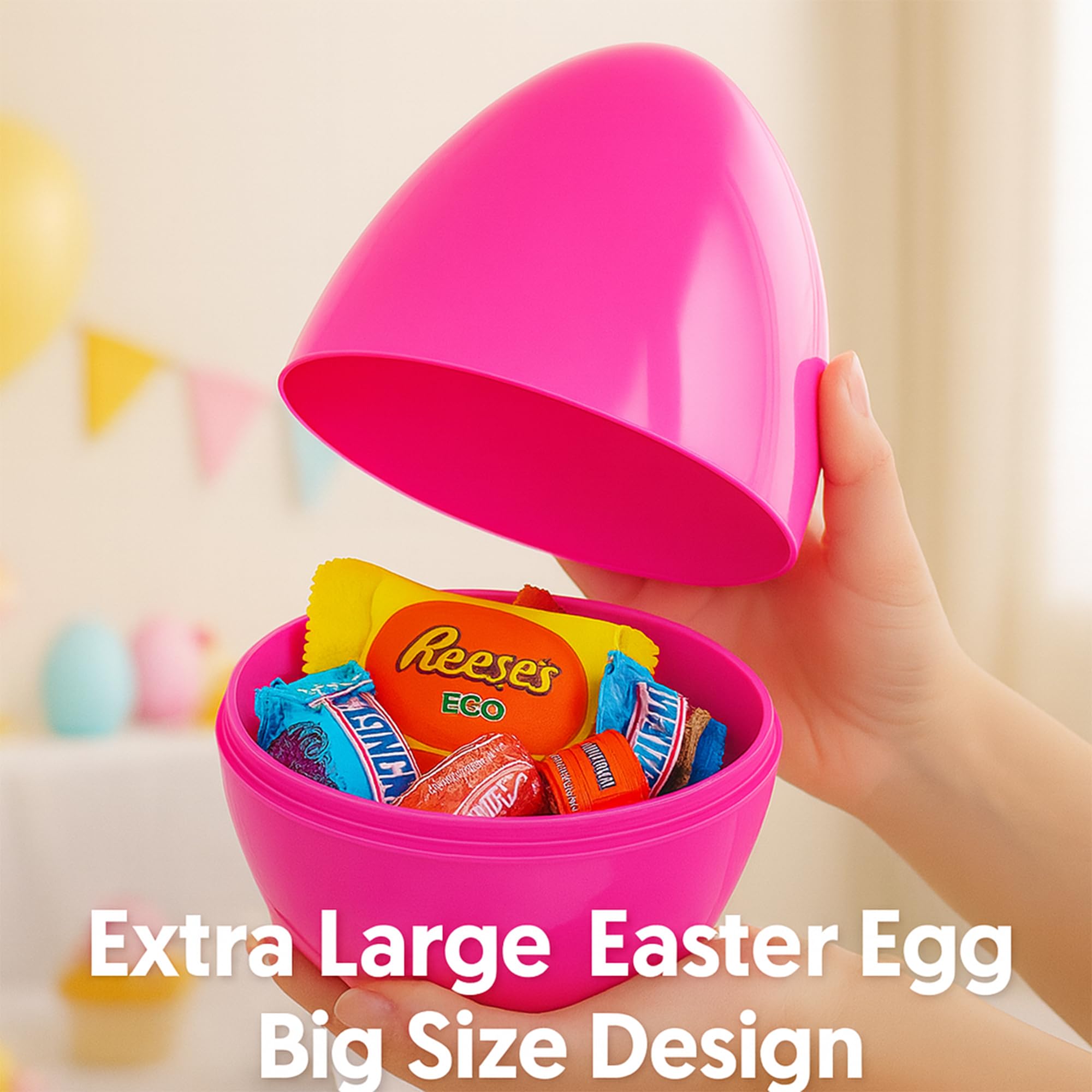 Celmuron 8-inch yellow jumbo fillable egg for Easter egg hunts and gifts.