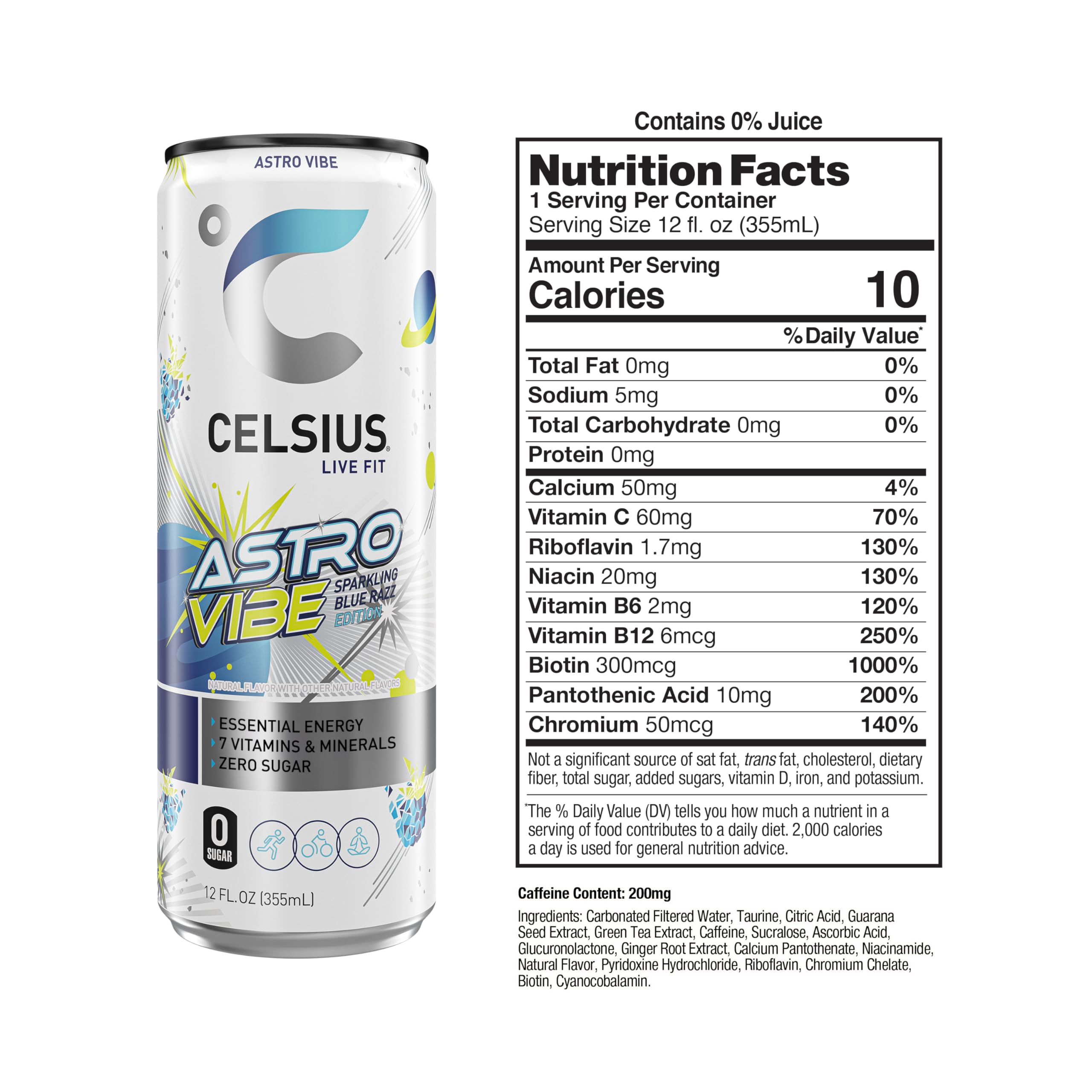12-pack display of CELSIUS Astro Vibe energy drinks