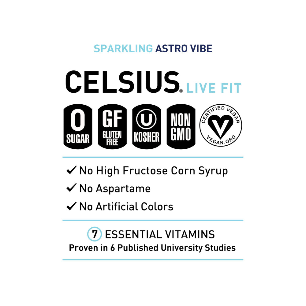 Close-up of MetaPlus ingredients in CELSIUS Astro Vibe