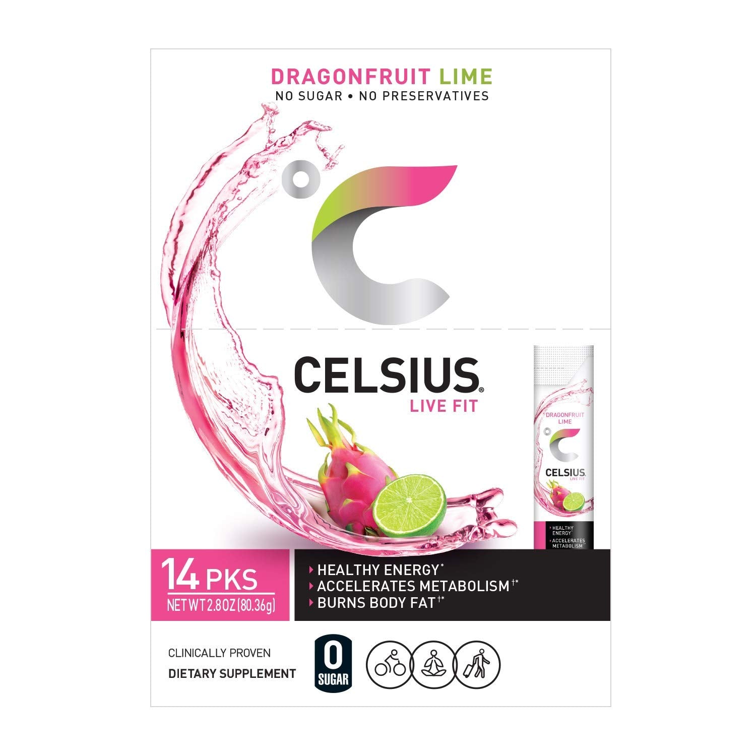Celsius chromium hunger-control badge suggests appetite awareness.