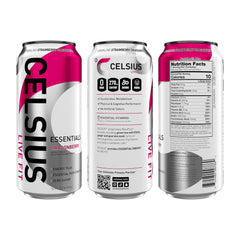 Close-up of the CELSIUS Essentials can highlighting 270 mg caffeine.