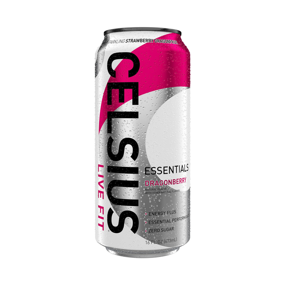 CELSIUS Essentials Dragonberry supports focus and cognitive clarity during workouts.