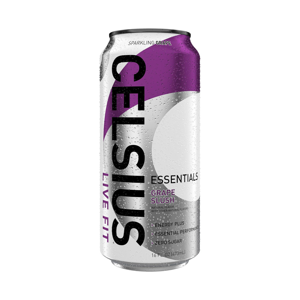 Pack of 12 CELSIUS Essentials Sparkling Grape Slush cans