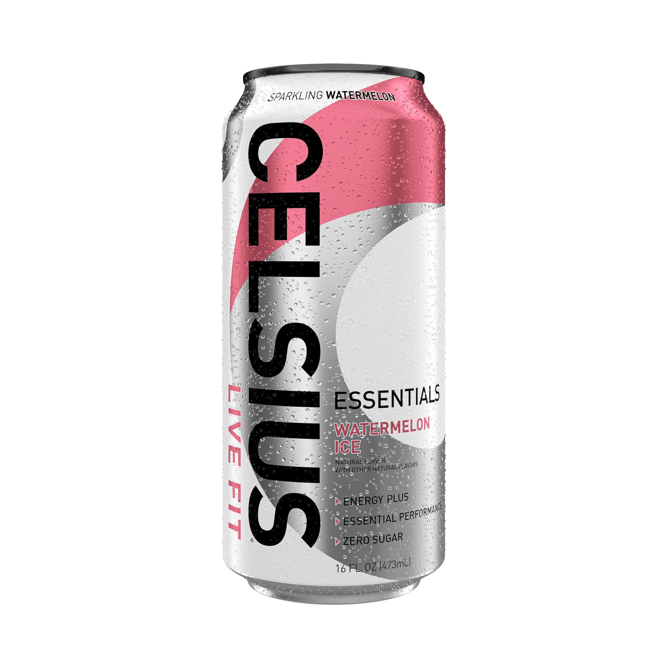 CELSIUS Essentials Sparkling Watermelon Ice can in gym setting for on the go energy.