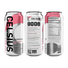 CELSIUS Essentials Sparkling Watermelon Ice can side view shows sugar free formula.