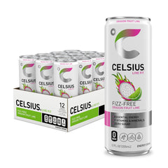 CELSIUS Fizz Free Dragon Fruit Lime bottle for a sugar-free energy boost.