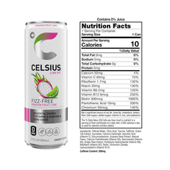 CELSIUS Fizz Free Dragon Fruit Lime can poured for an active day.