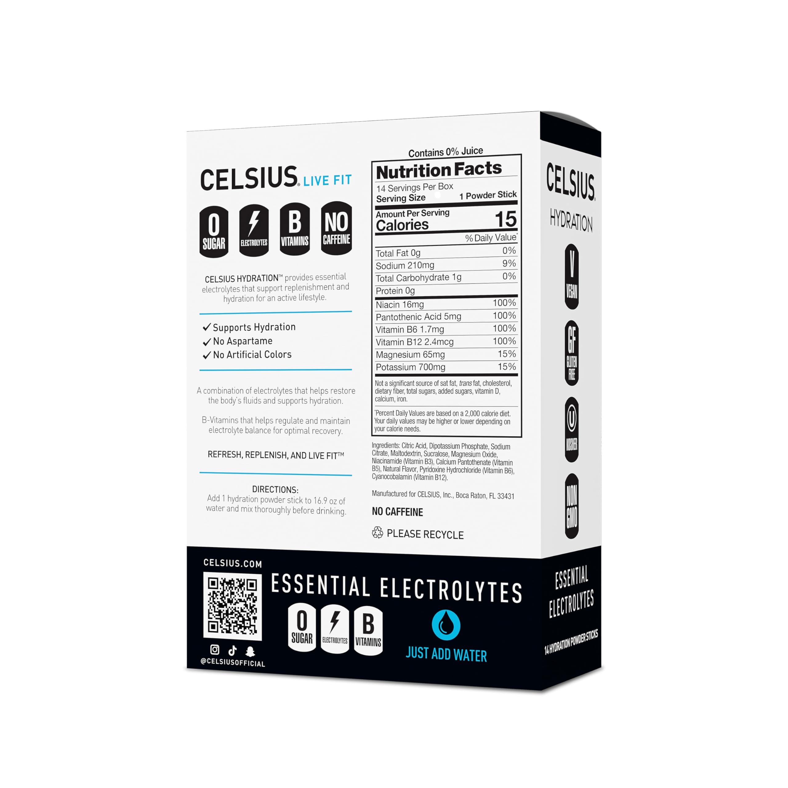 CELSIUS Hydration Blue Razz with electrolytes and B vitamins for daily refreshment