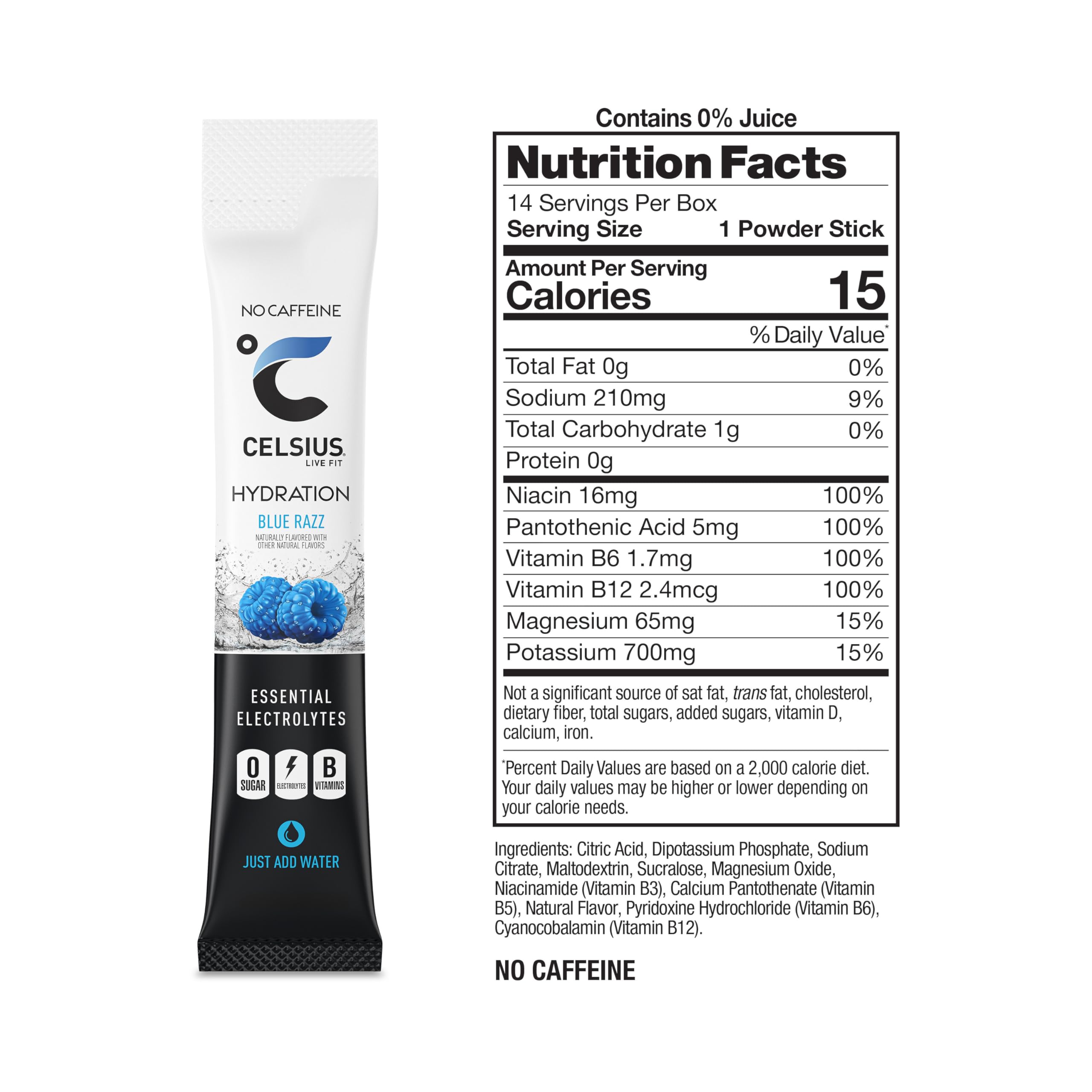 CELSIUS Hydration Blue Razz zero sugar mix for healthier hydration