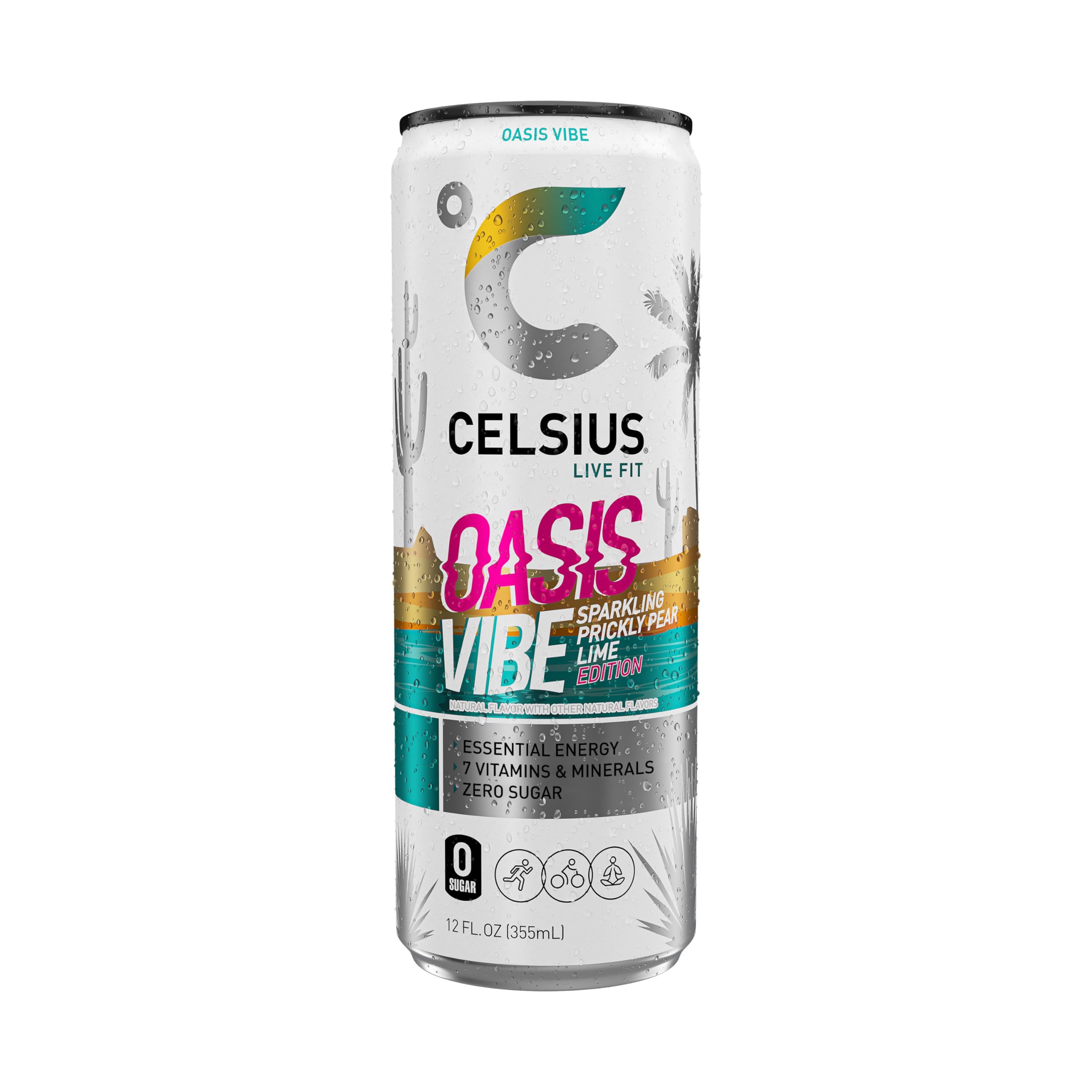 Chilled Oasis Vibe can being poured for a quick, flavorful pick-me-up.