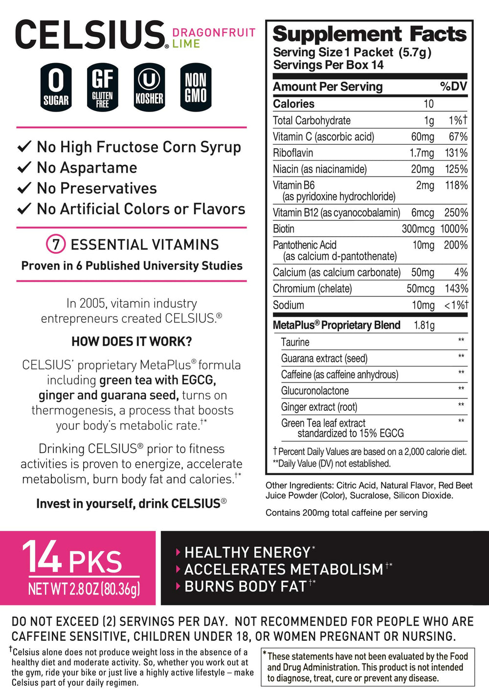 Celsius On-The-Go Cranberry Lemon packet with refreshing flavor and energy.