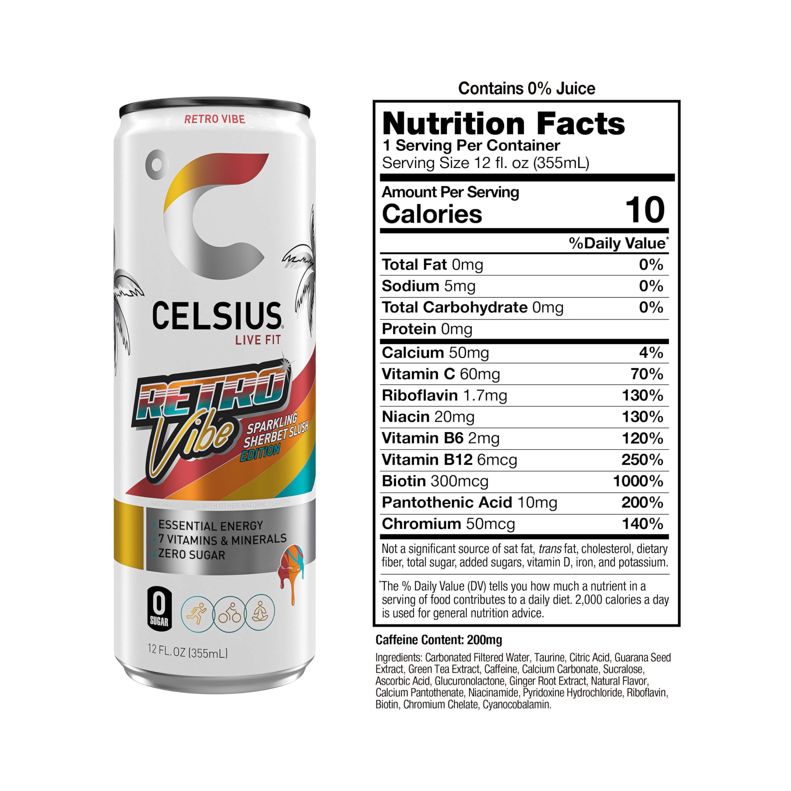 CELSIUS Retro Vibe bottle being poured for a clean energy lift