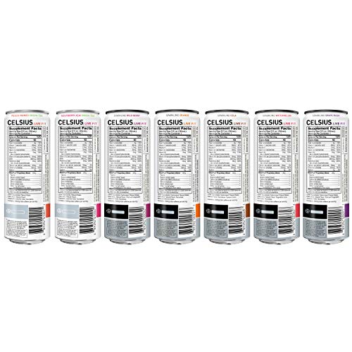 CELSIUS slim can close-up on label highlighting no artificial flavors