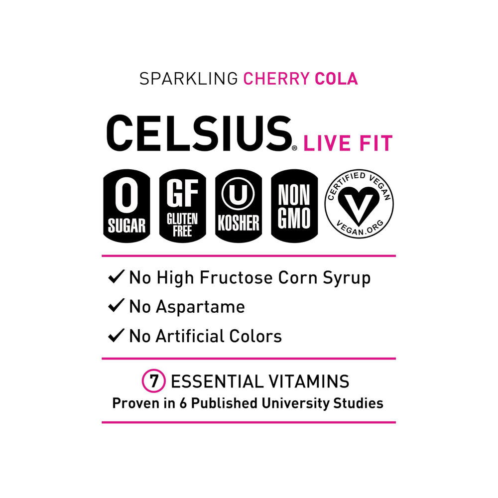 CELSIUS Sparkling Cherry Cola 12-pack for convenient on-the-go energy.