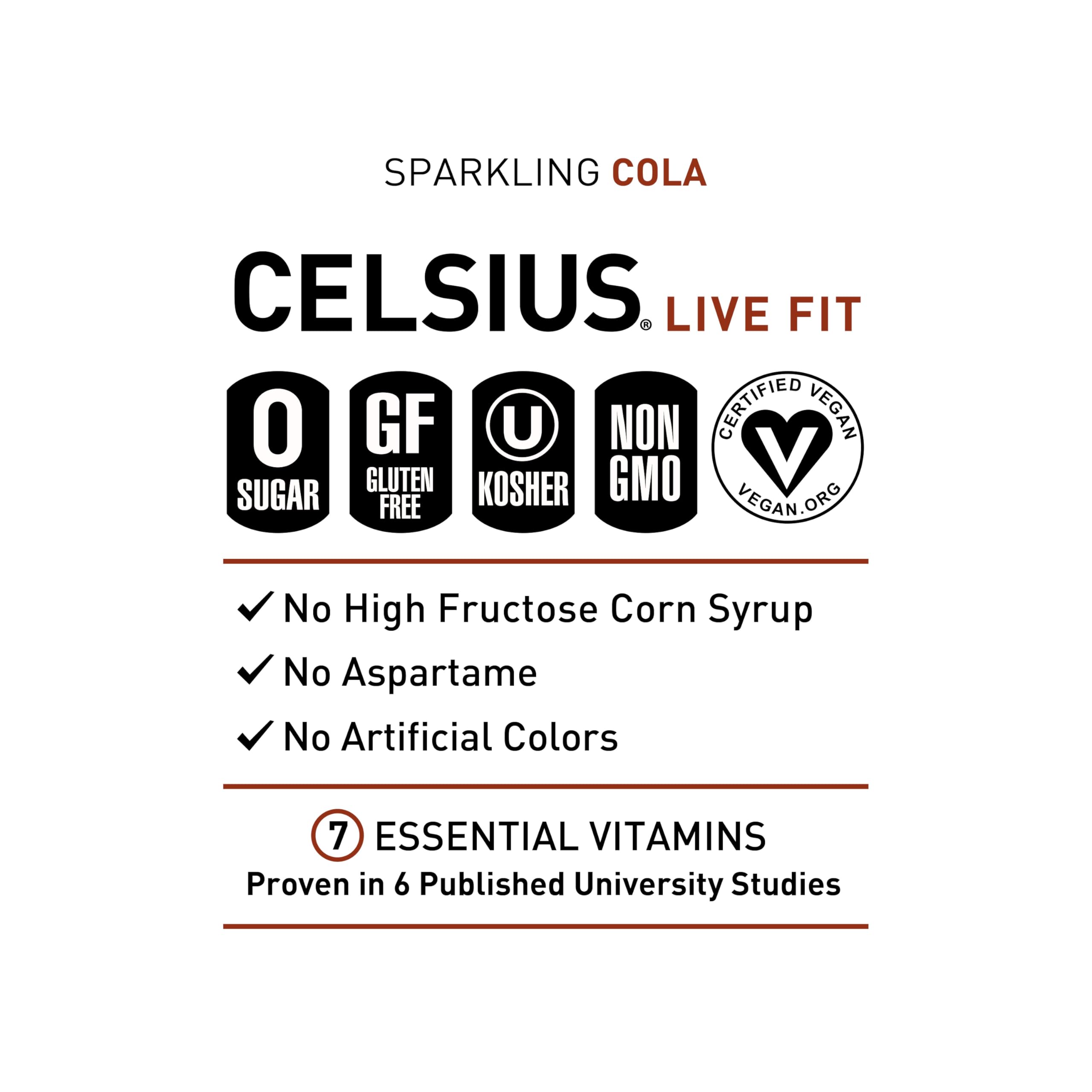 CELSIUS Sparkling Cola 12-pack image for convenient daily energy on the go.