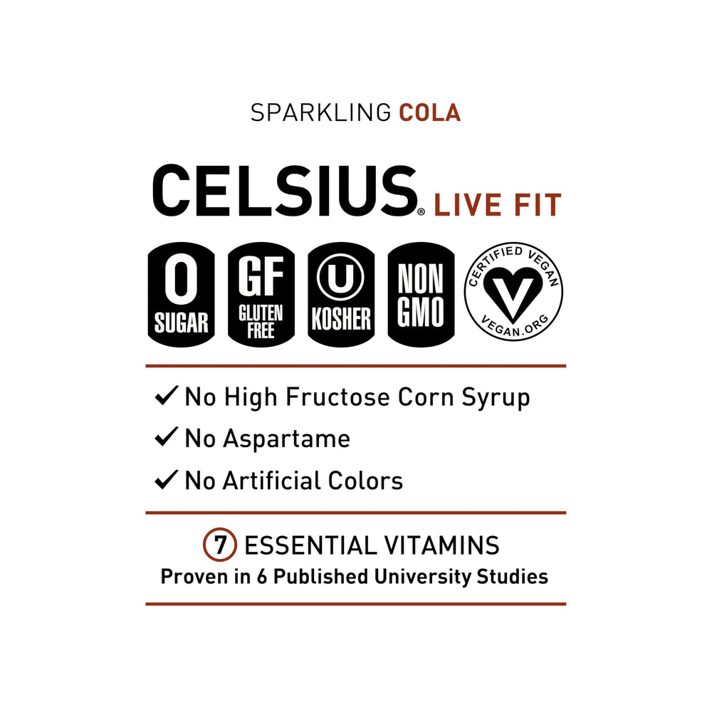 CELSIUS Sparkling Cola 12-pack image for convenient daily energy on the go.