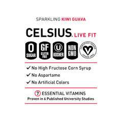 Celsius Sparkling Kiwi Guava pour reveals vibrant fizz and inviting aroma.