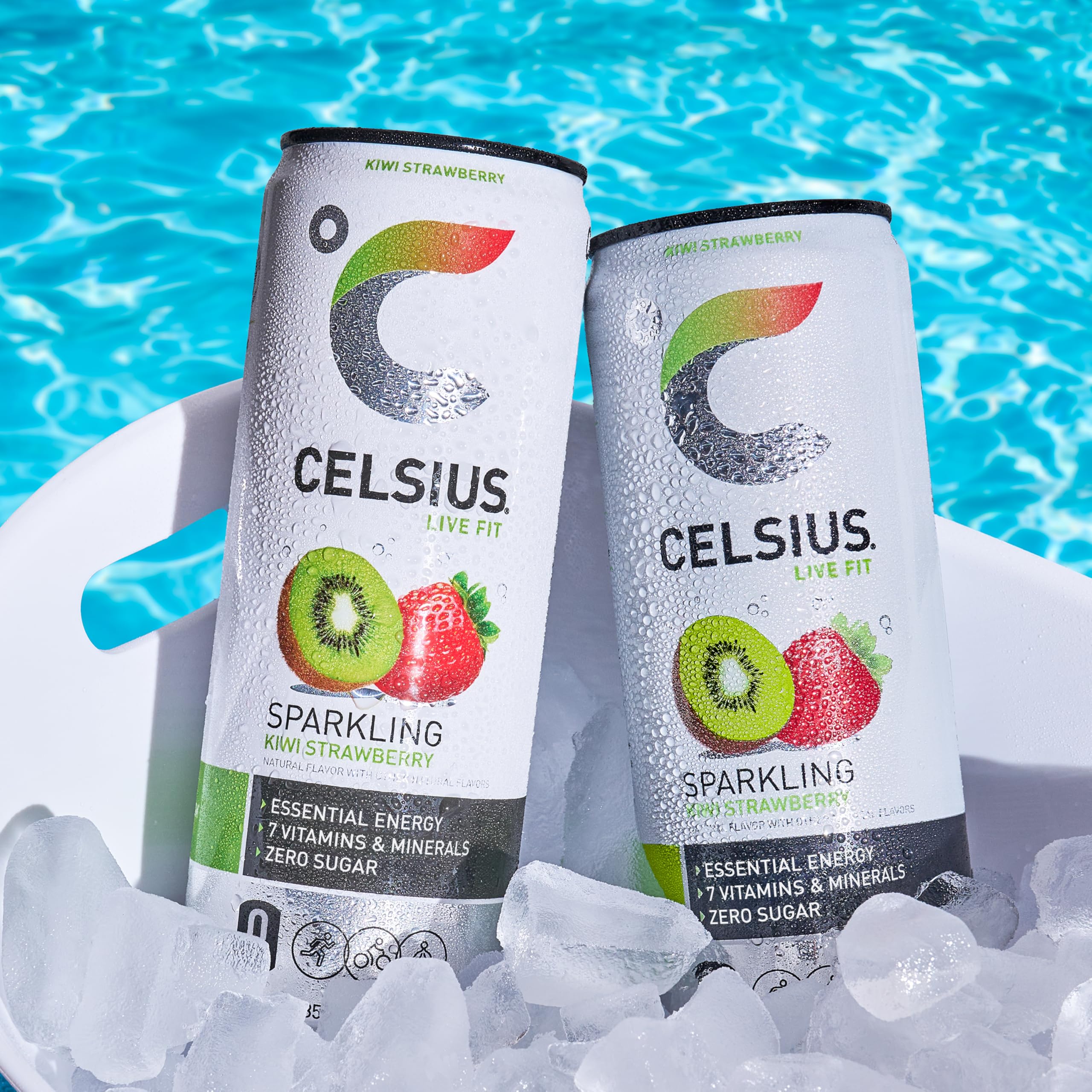 Celsius Sparkling Kiwi Strawberry fridge display invites a quick caffeine lift between tasks