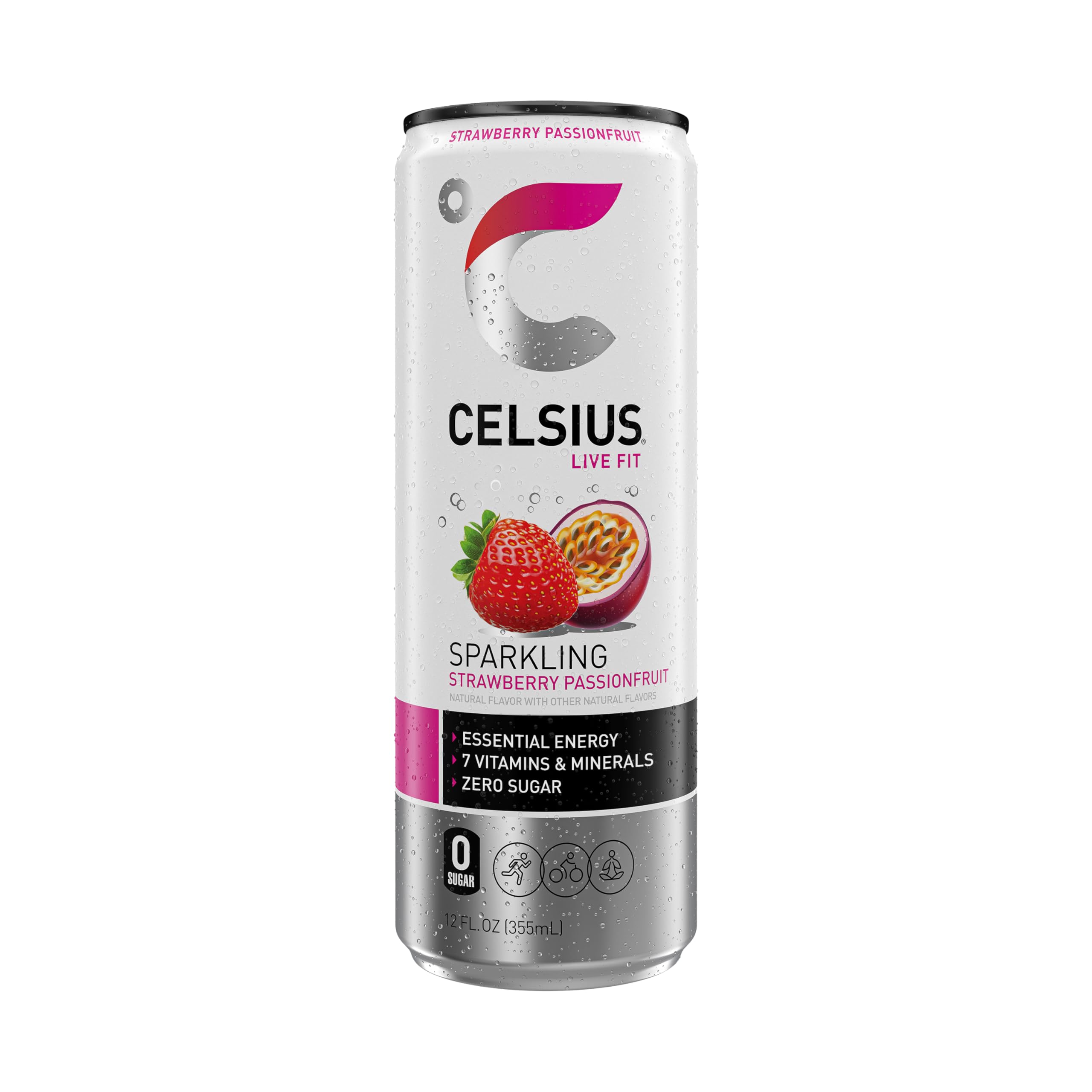 Lifestyle image with an active user enjoying CELSIUS Sparkling Strawberry Passionfruit during training.