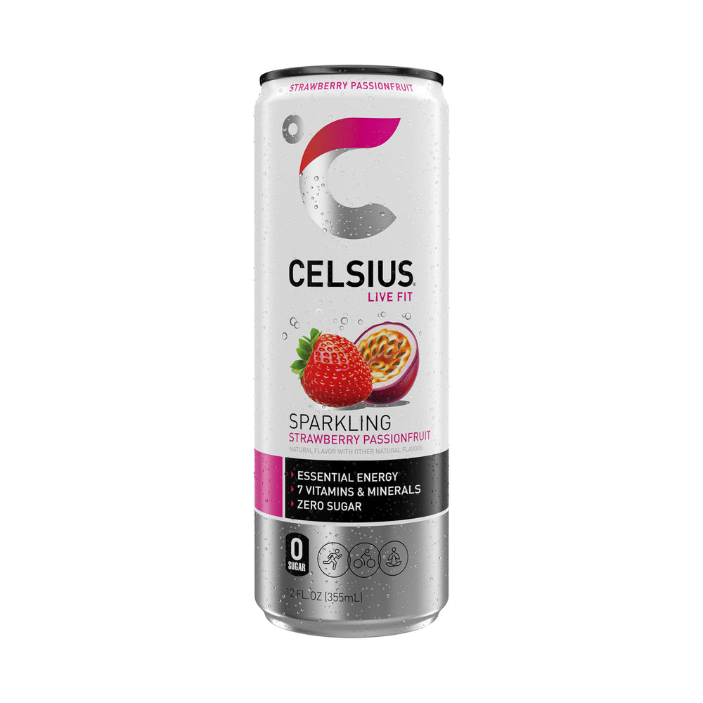 Lifestyle image with an active user enjoying CELSIUS Sparkling Strawberry Passionfruit during training.