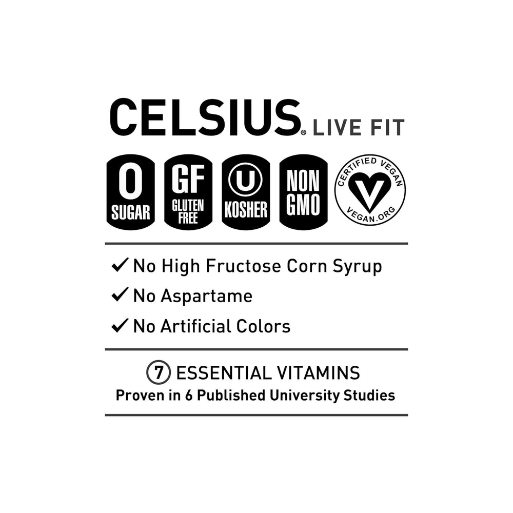 Pour of CELSIUS Sparkling Strawberry Passionfruit shows refreshing fizz for workouts.