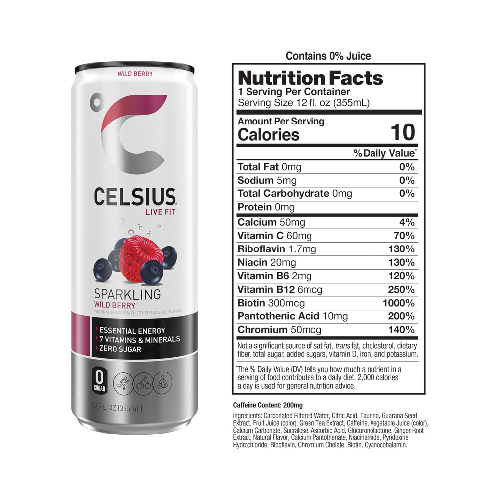 CELSIUS Sparkling Wild Berry 12-pack box ready for on-the-go energy