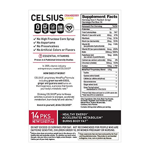 Celsius vitamin C bottle emphasizes immune-support friendly nutrition.