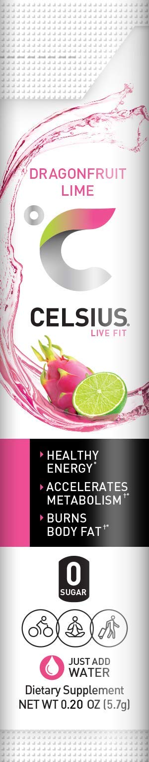 Celsius zero sugar and no artificial flavors label highlights clean energy.