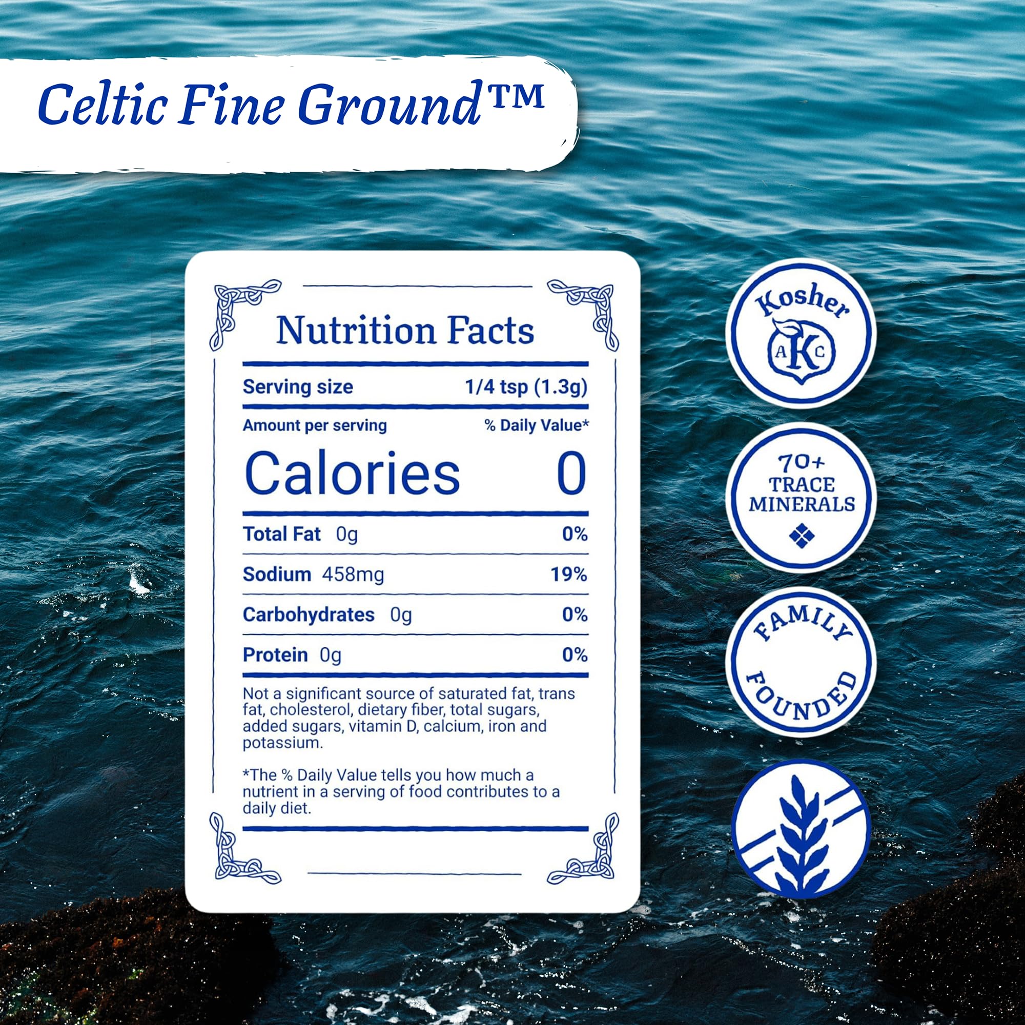 Celtic Sea Salt Fine Ground granules closeup highlights mineral-rich texture for baking.