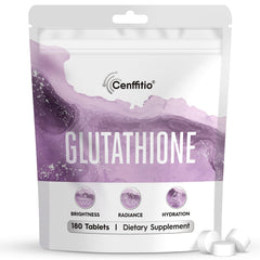 Cenffitio Glutathione bottle promoting radiant skin and daily hydration.