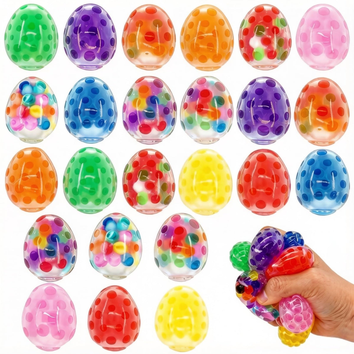 Cenmeytoy Easter mini egg stress ball in vibrant colors for Easter baskets.