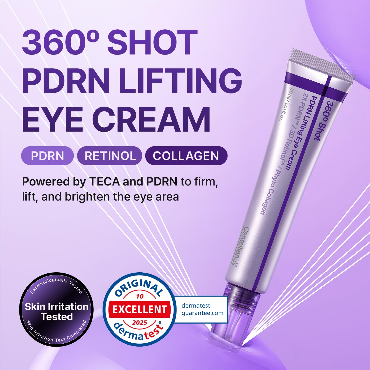 Centellian 24 eye cream pump shows easy application and quick absorption.