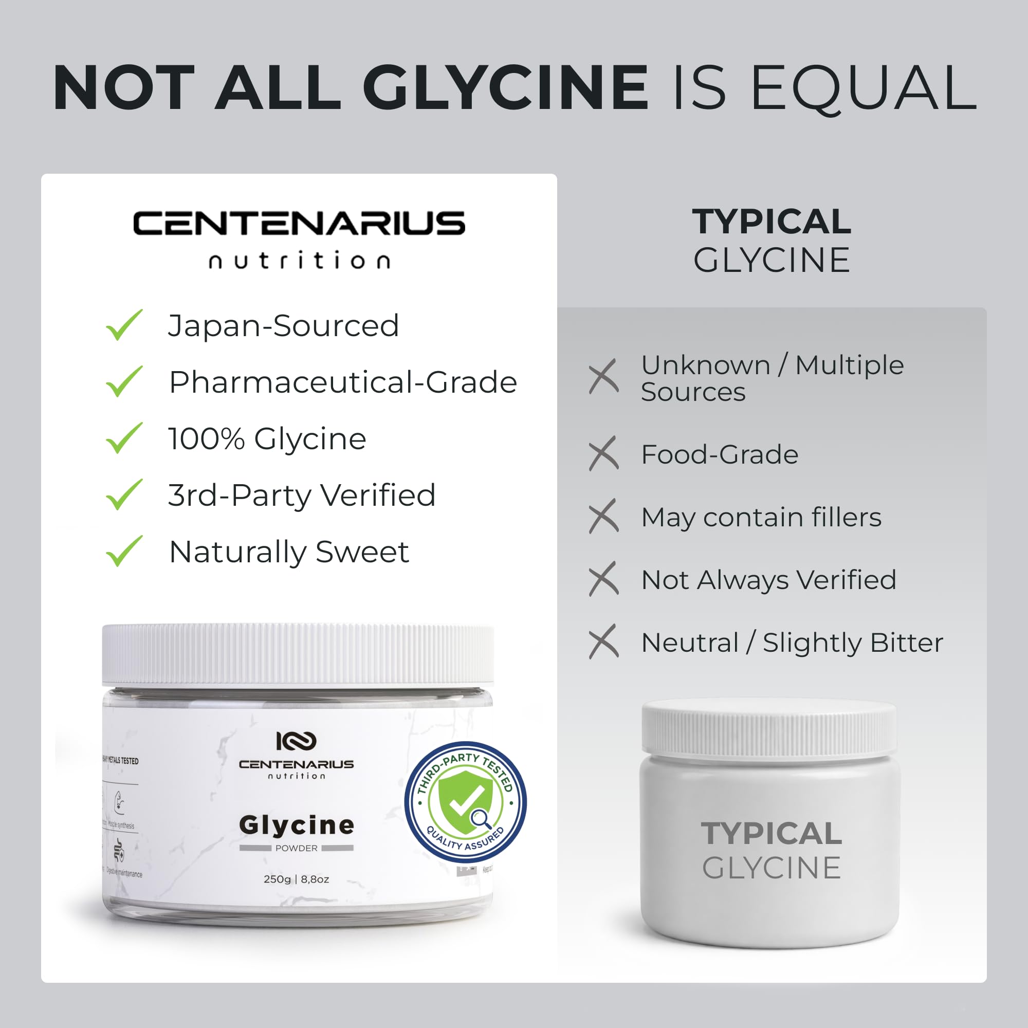 Centenarius glycine powder being poured for evening sleep routine