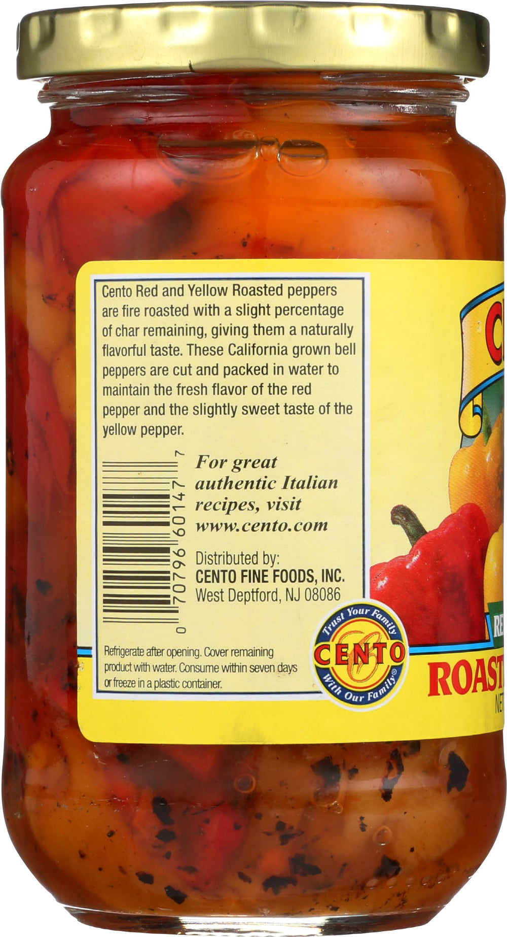 Cento roasted peppers on a pasta dish for color and aroma