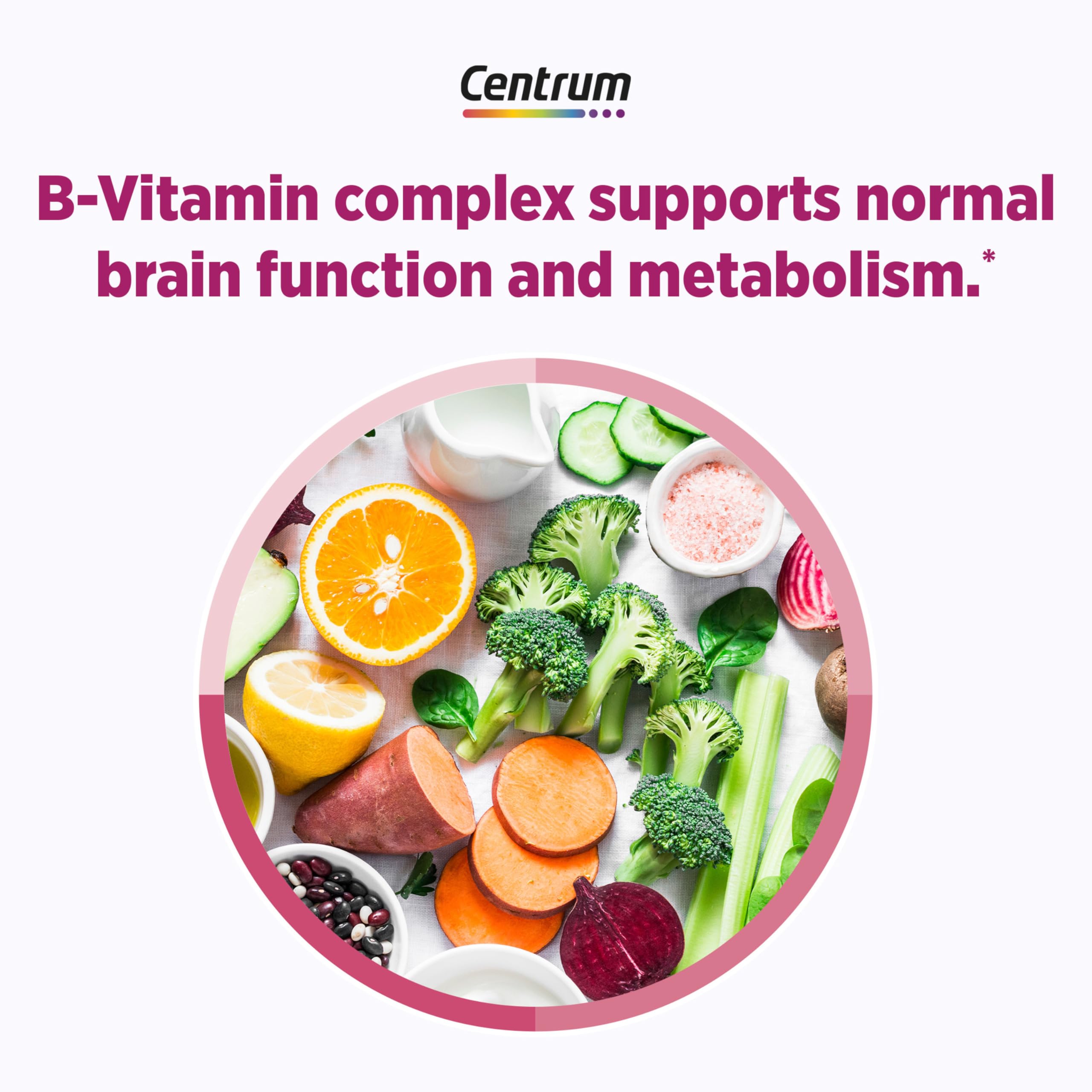 Centrum bone health formula with calcium, vitamin D and magnesium.