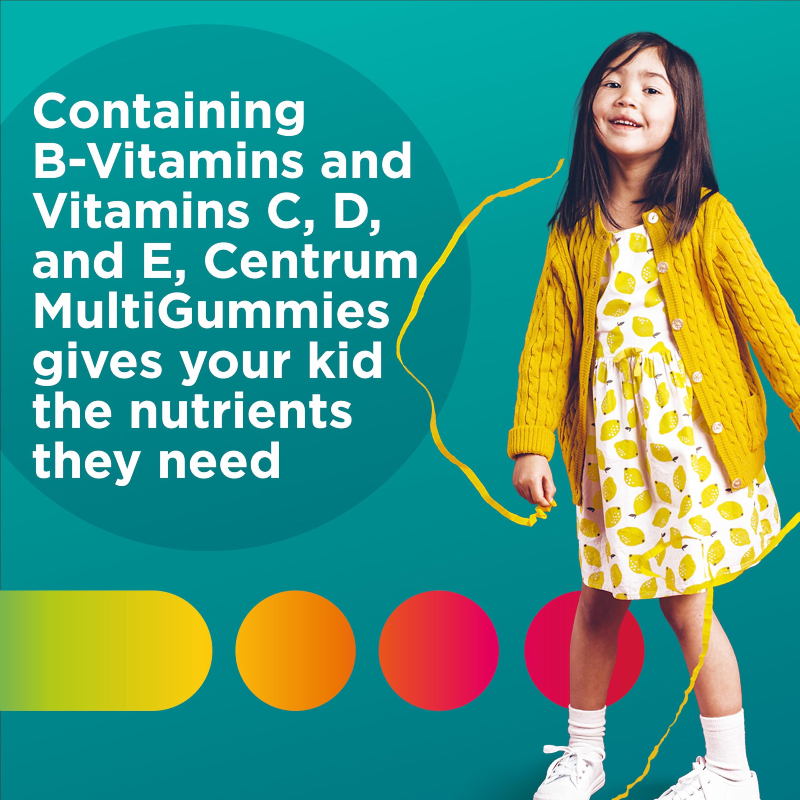 Centrum Kids Multivitamin Gummies dragon fruit flavor close-up indicating daily energy support