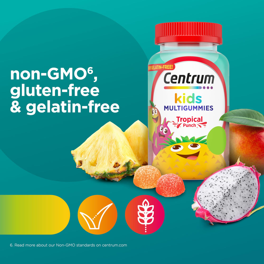 Centrum Kids Multivitamin Gummies ingredient graphic highlighting 11 essential nutrients