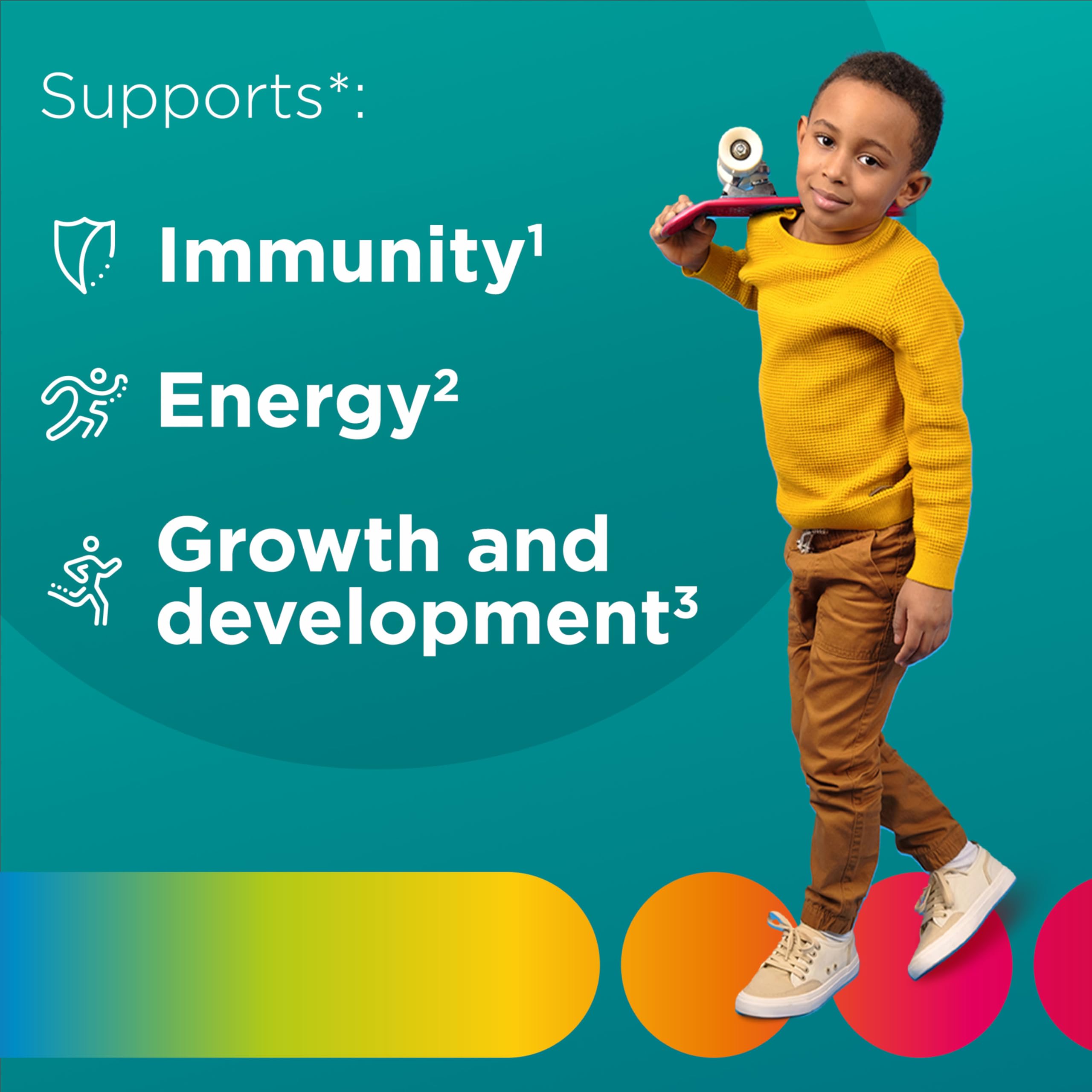 Centrum Kids Multivitamin Gummies pineapple mango flavor close-up highlighting tasty fruit flavor and immune support