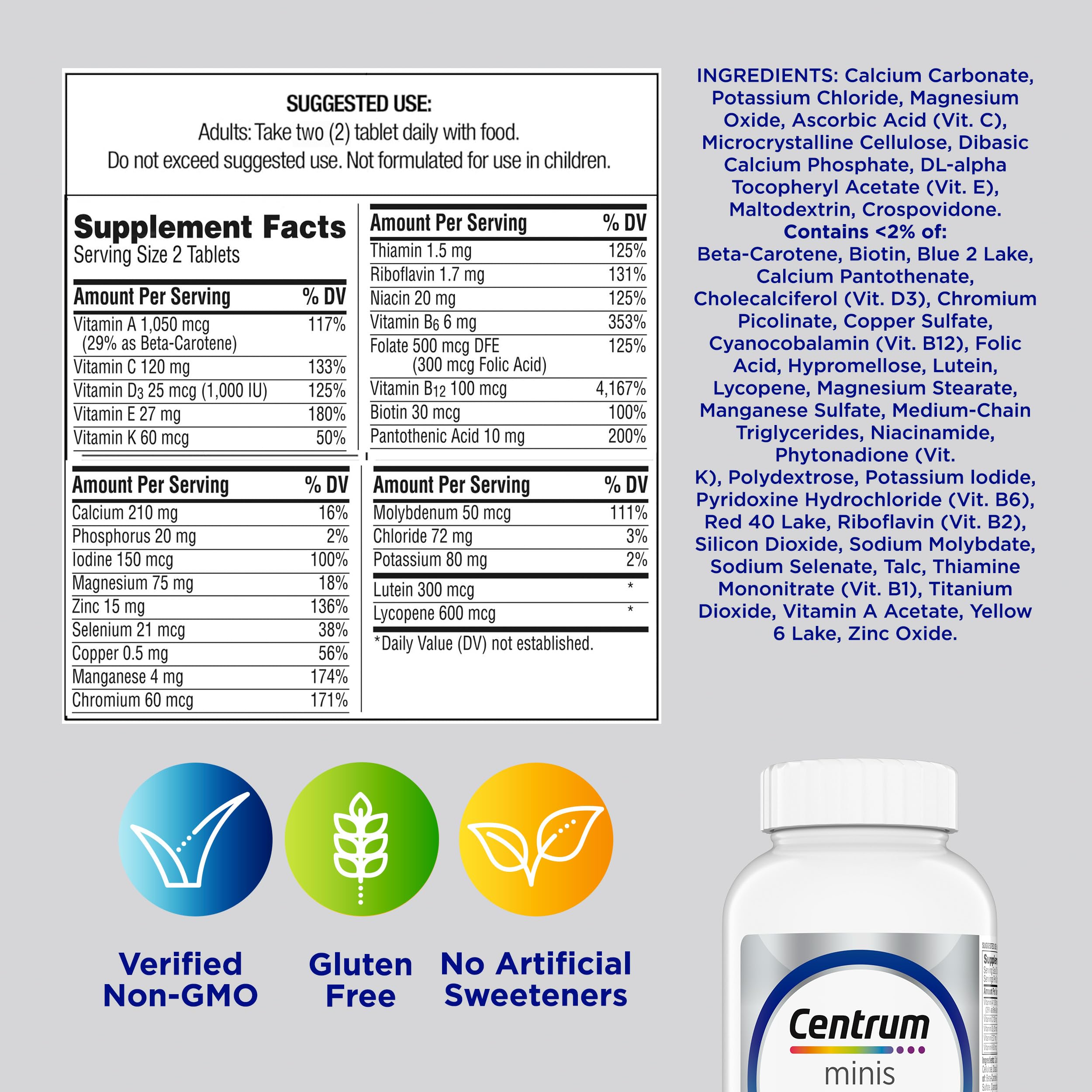 Centrum Minis Silver supports eye health with lutein and vitamins