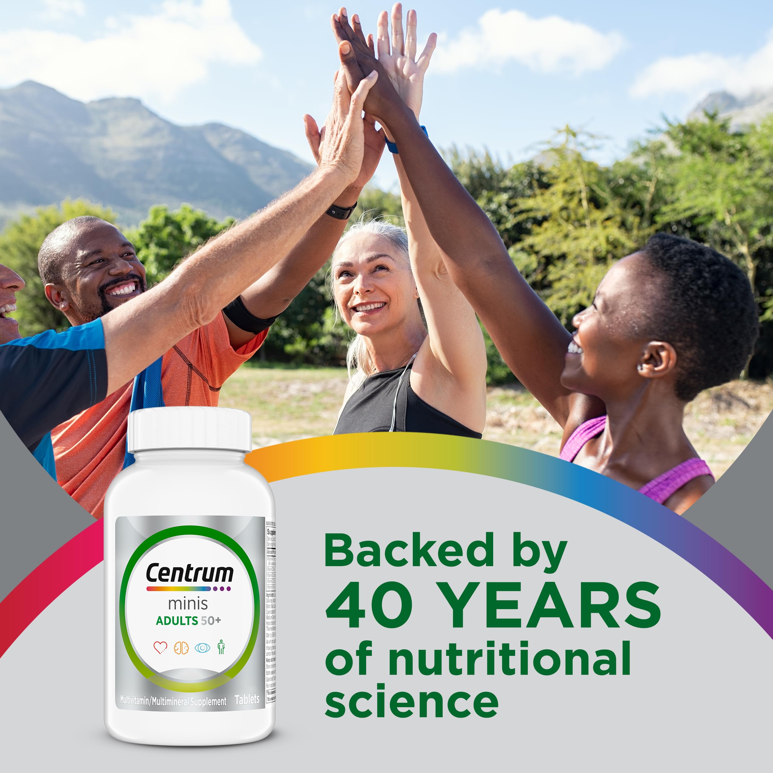 Centrum Minis Silver product icon indicating gluten-free formulation for sensitive diets.
