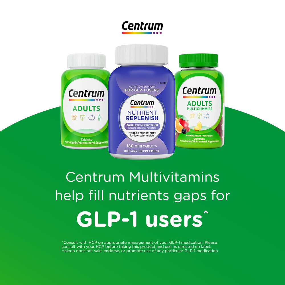 Centrum MultiGummies berry-orange-apple flavors—assorted fruit taste.