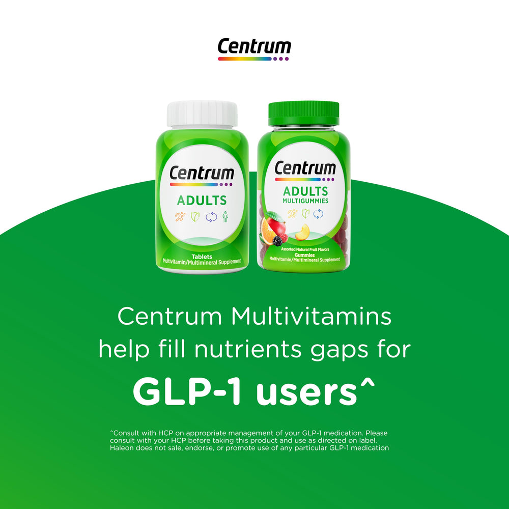 Centrum MultiGummies immune-support ingredients close-up—vitamin D, B, and E essentials.