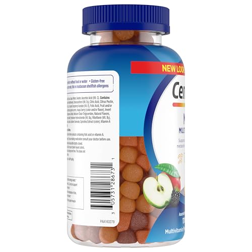 Front of Centrum MultiGummies for Men bottle emphasizes vitamin D3 and antioxidants.