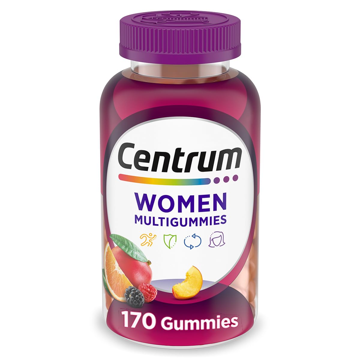 Centrum MultiGummies Women bottle with cherry, berry, and orange flavors for everyday wellness.