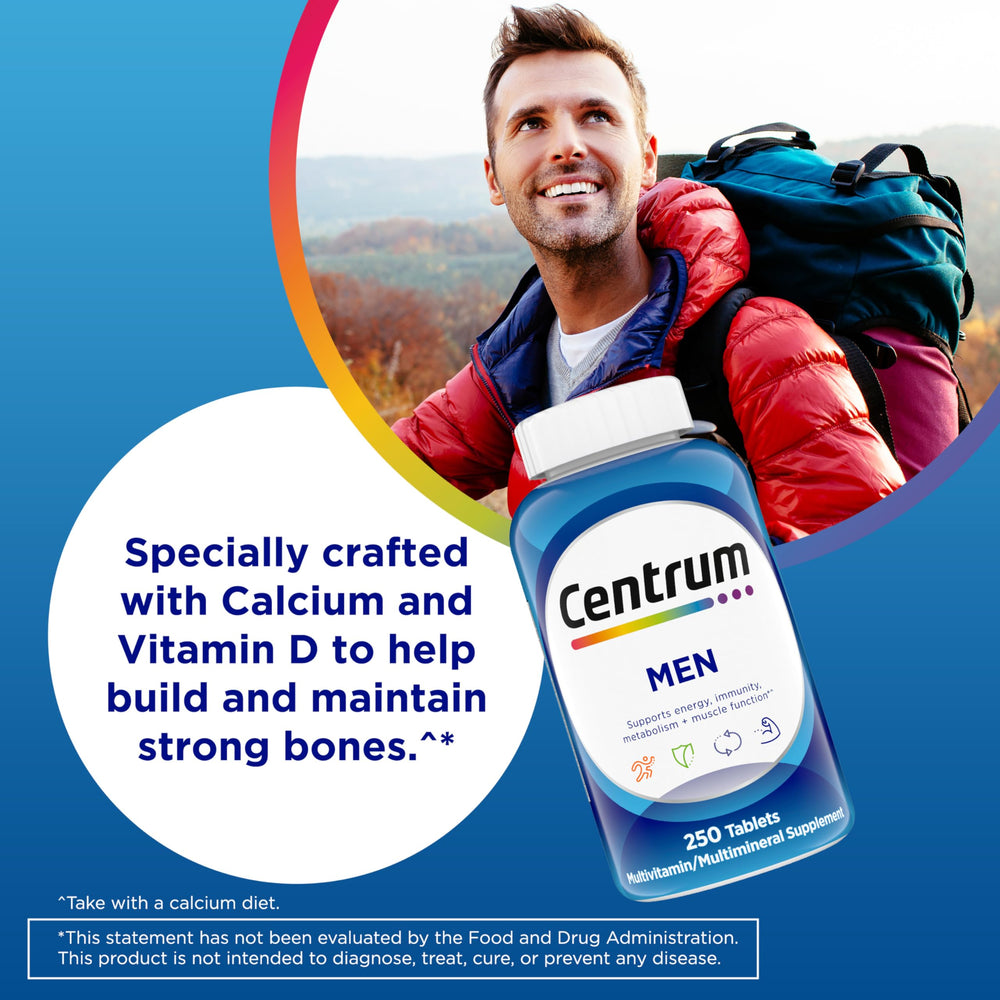 Gluten-free badge highlighted on Centrum Men label